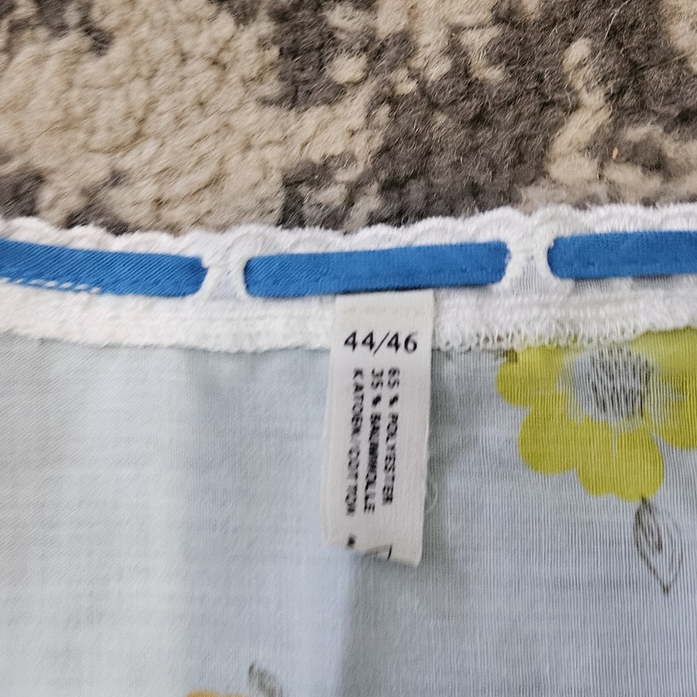 Vintage 1970s Blue And Yellow‎ Floral Maxi Housedress - Picture 3 of 4